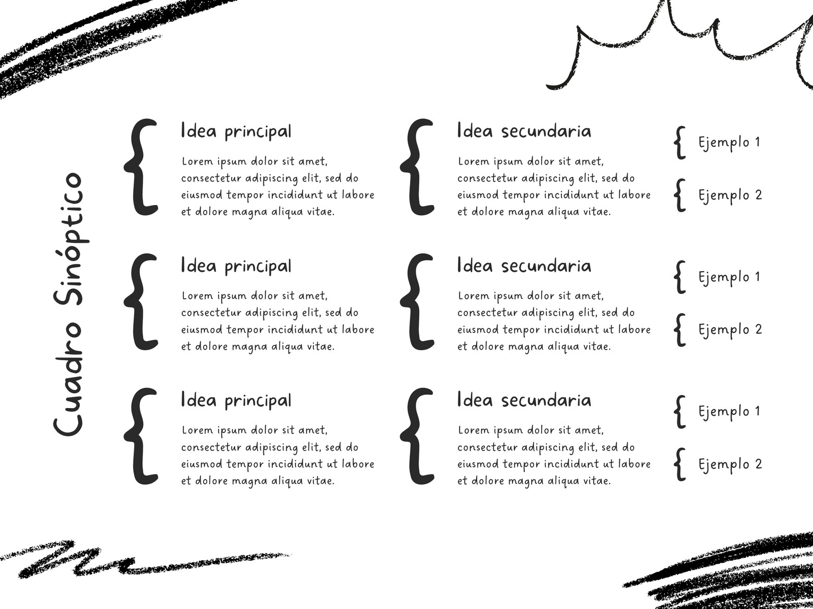 Gráfica Cuadro Sinóptico Simple Blanco y Negro