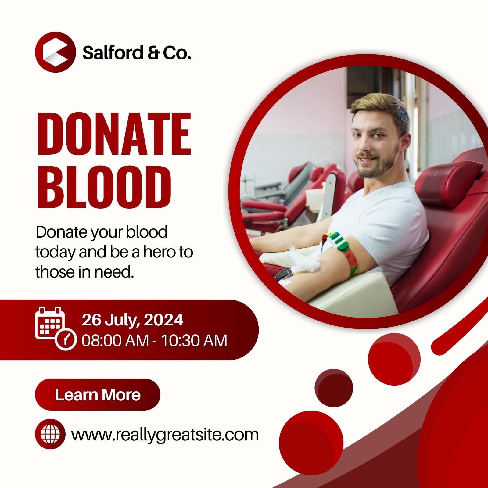 Red Modern Blood Donation Instagram Post