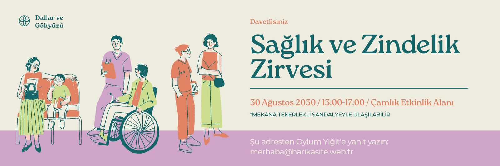Krem Leylak Koyu Yeşil Sade Canlı Minimalizm Stilde Kurumsal Etkinlik Banner