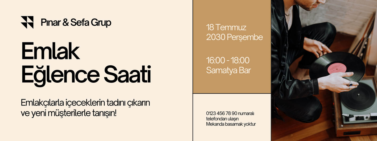 Krem Bej Sıcak ve Modern Stilde Kurumsal Etkinlik Banner