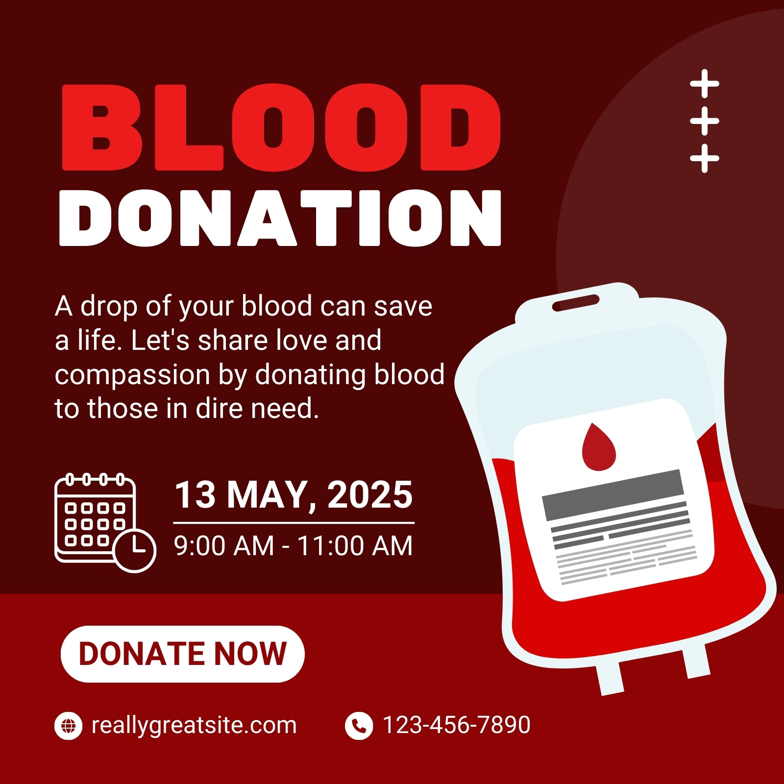 Red and White Modern Blood Donation Instagram Post
