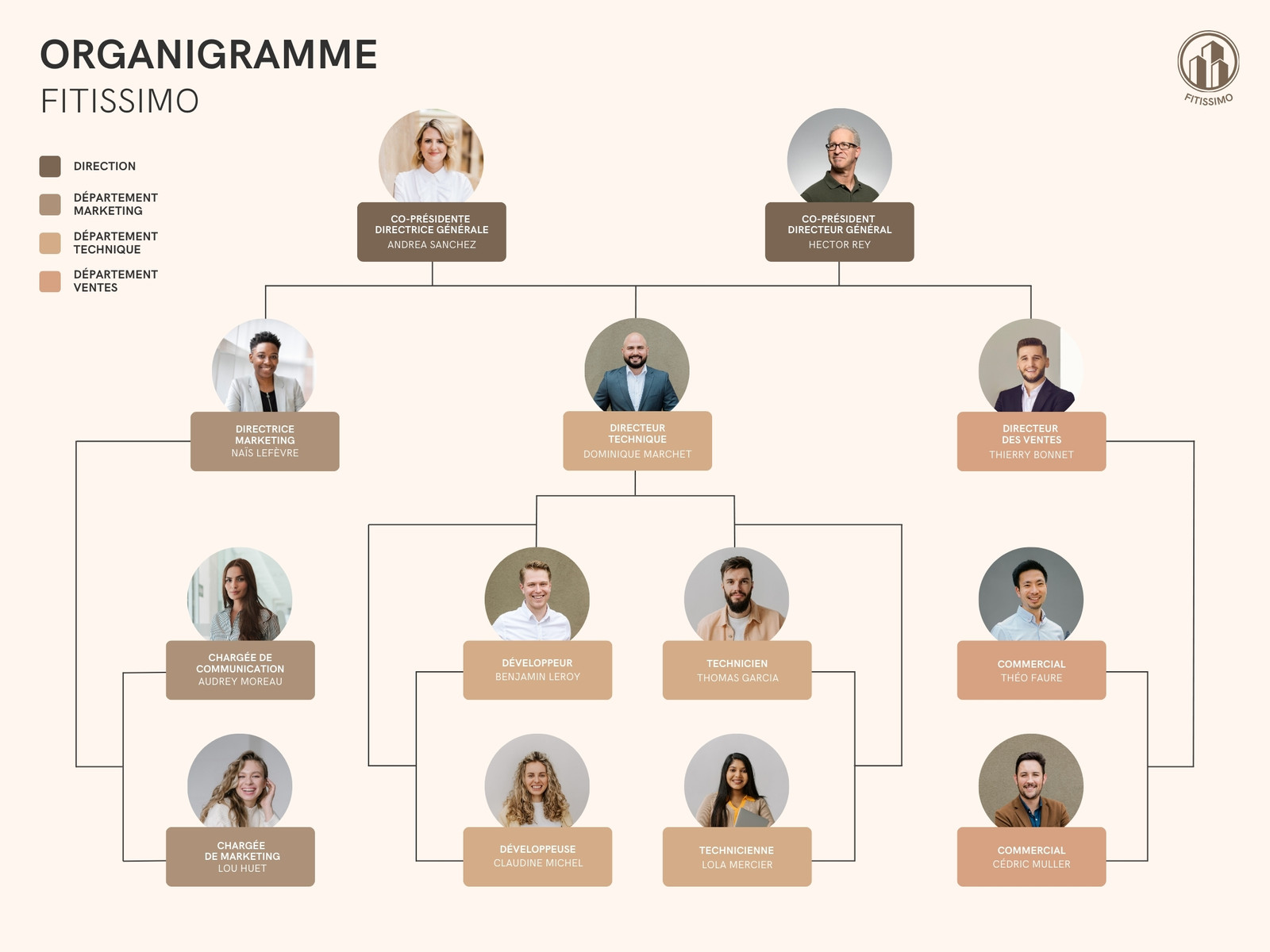 Organigramme Entreprise Professionnel Moderne Élégant Simple Beige
