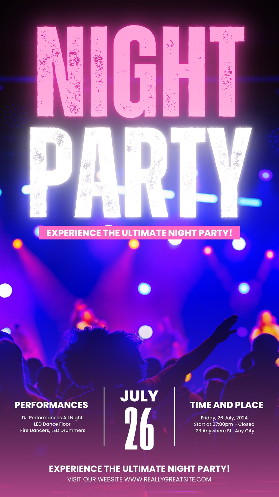 Pink Modern Night Party Promotion Instagram Story