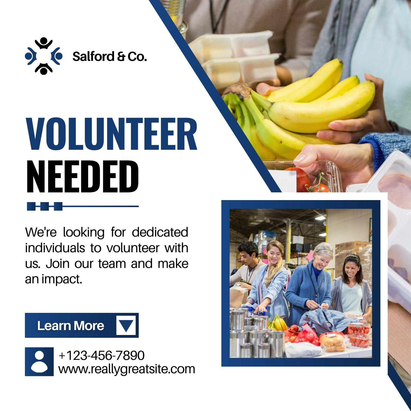 Blue Modern Volunteer Needed Facebook Post