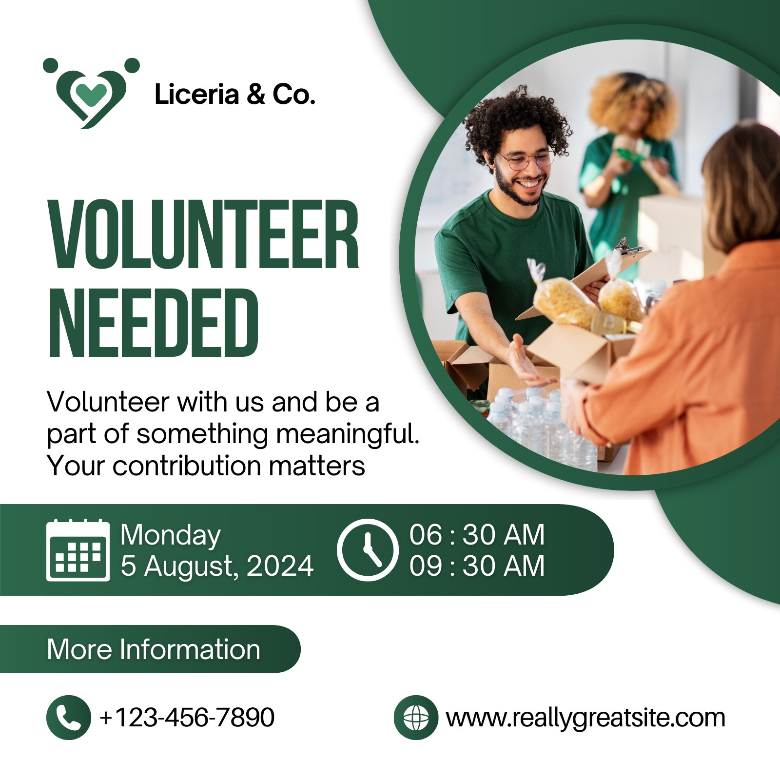 Green Modern Volunteer Needed Instagram Post