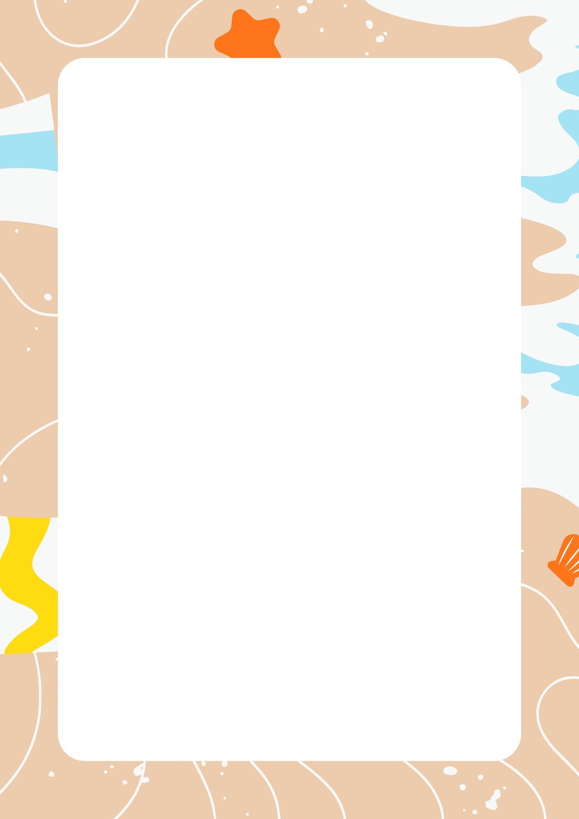 Beige Organic Beach Summer Blank Page A4 Document 