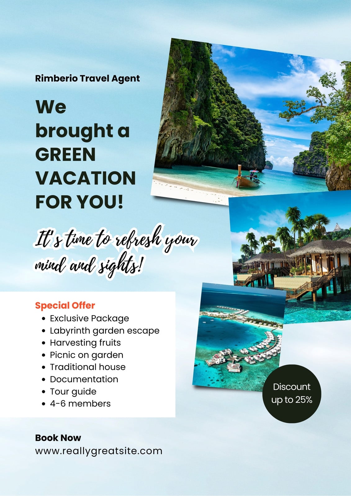 Blue and White Modern Travel Agency Poster