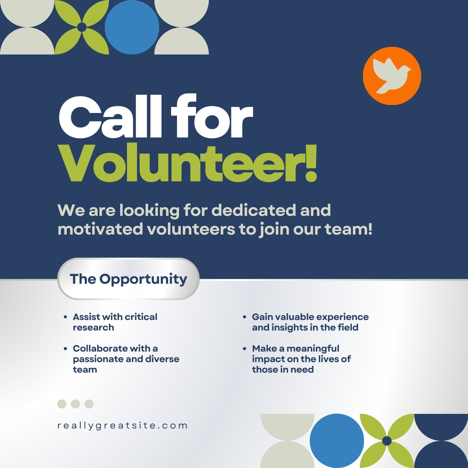 Blue White Geometric Call for Volunteer LinkedIn Post