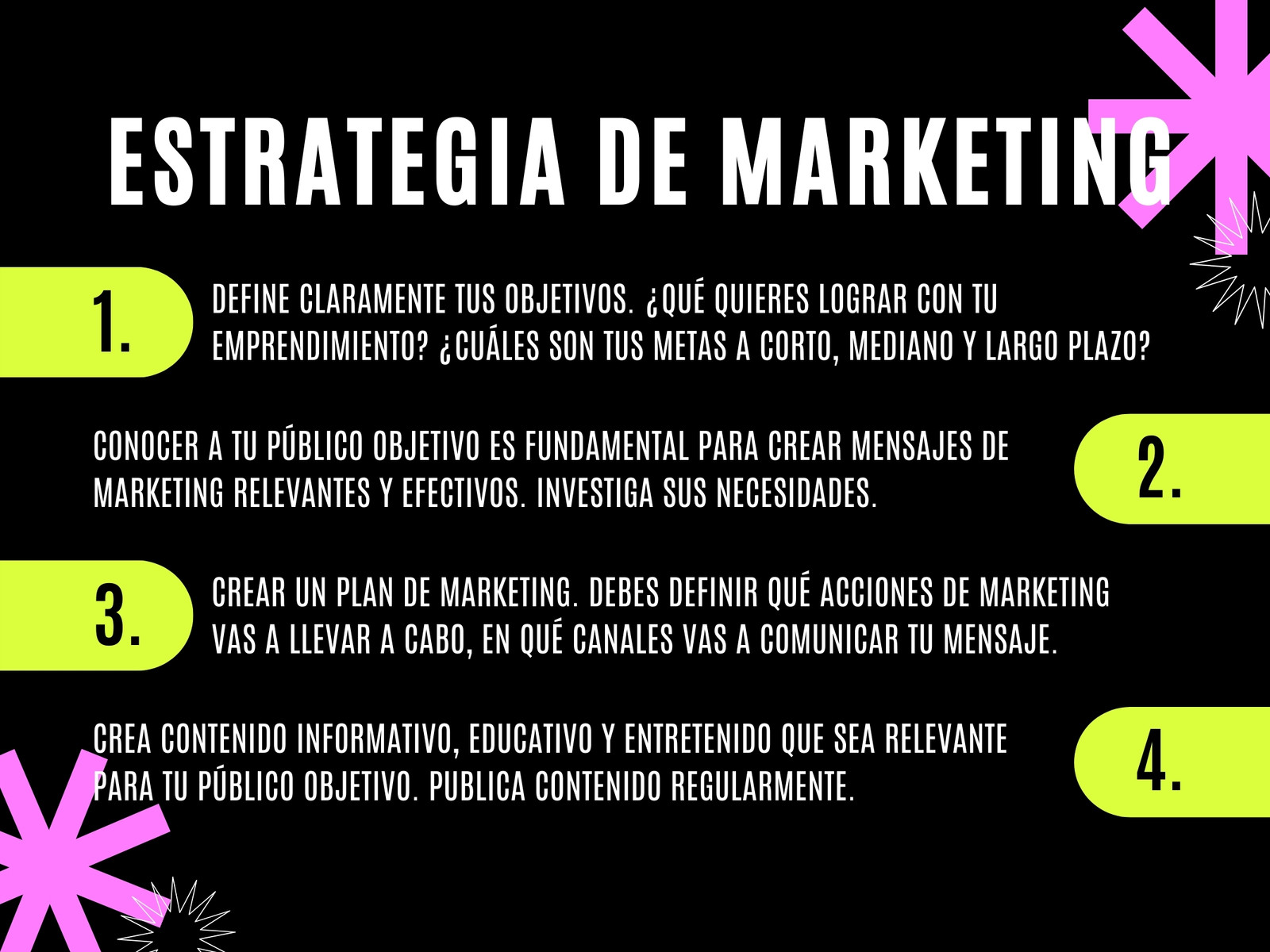 Gráfico Paso a Paso Estrategias de Marketing Moderno Negro