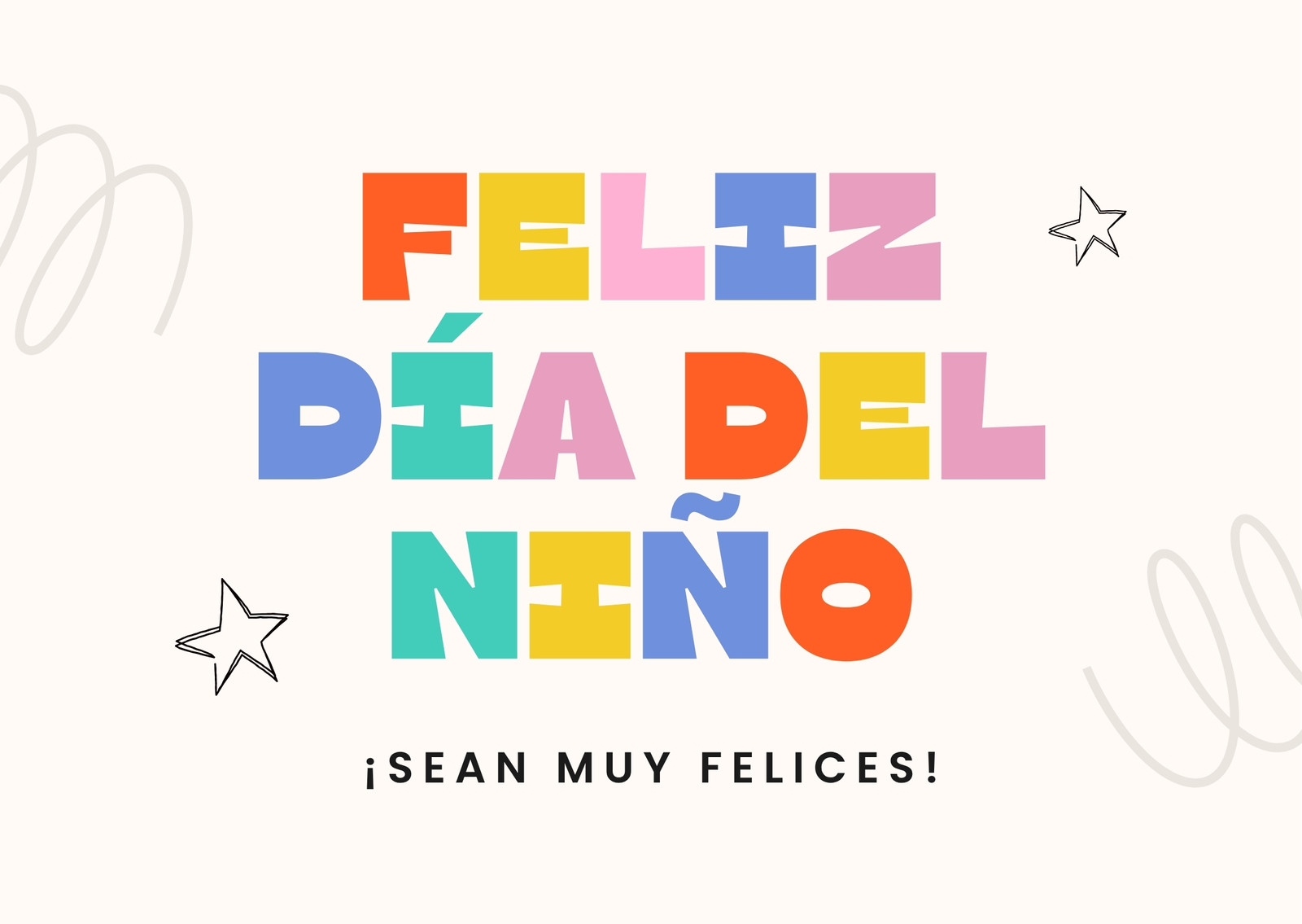 Tarjeta Imprimible Dia del Niño 18 de Agosto Minimalista Crema Tarjeta Imprimible Dia del Niño 18 de Agosto Minimalista Crema