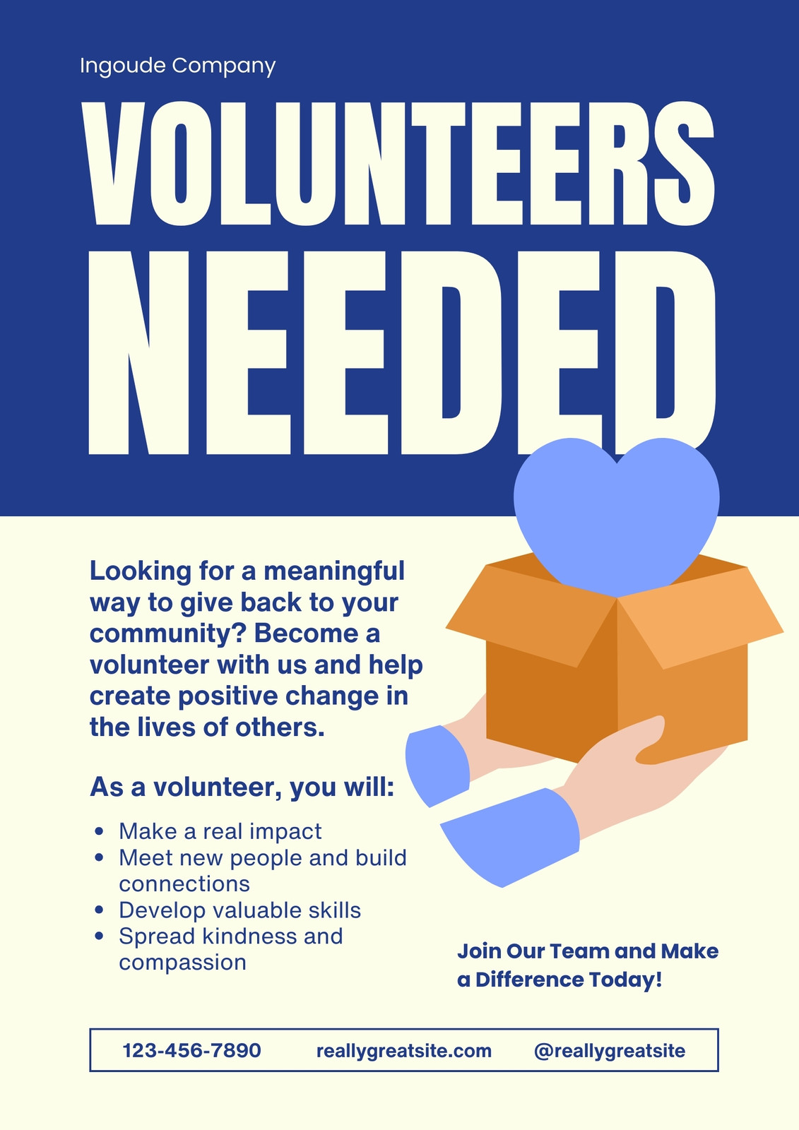 White Blue Volunteers Needed Flyer