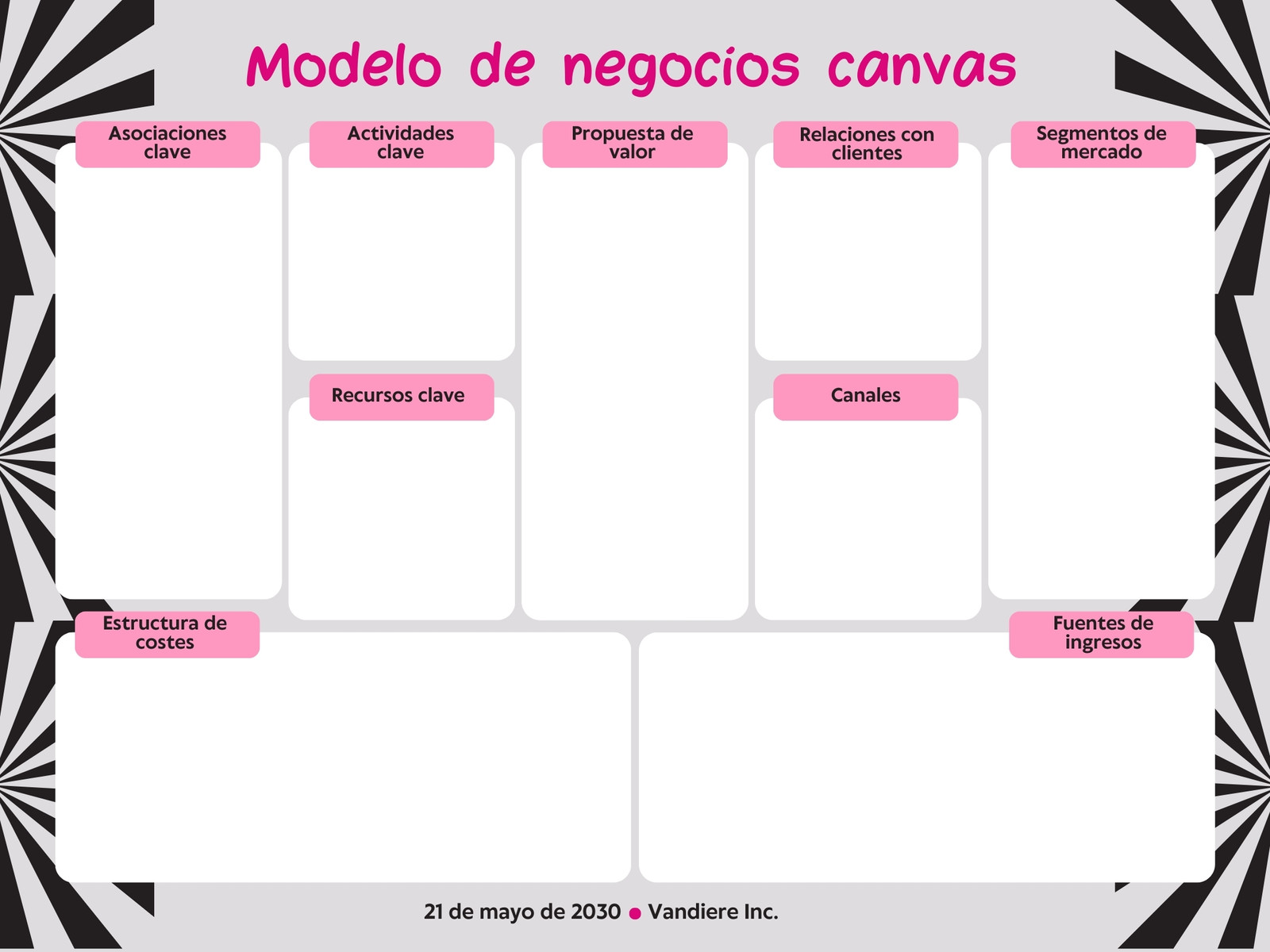 Gráfico Modelo de Negocios Canvas Moderno Informal Gris Rosa