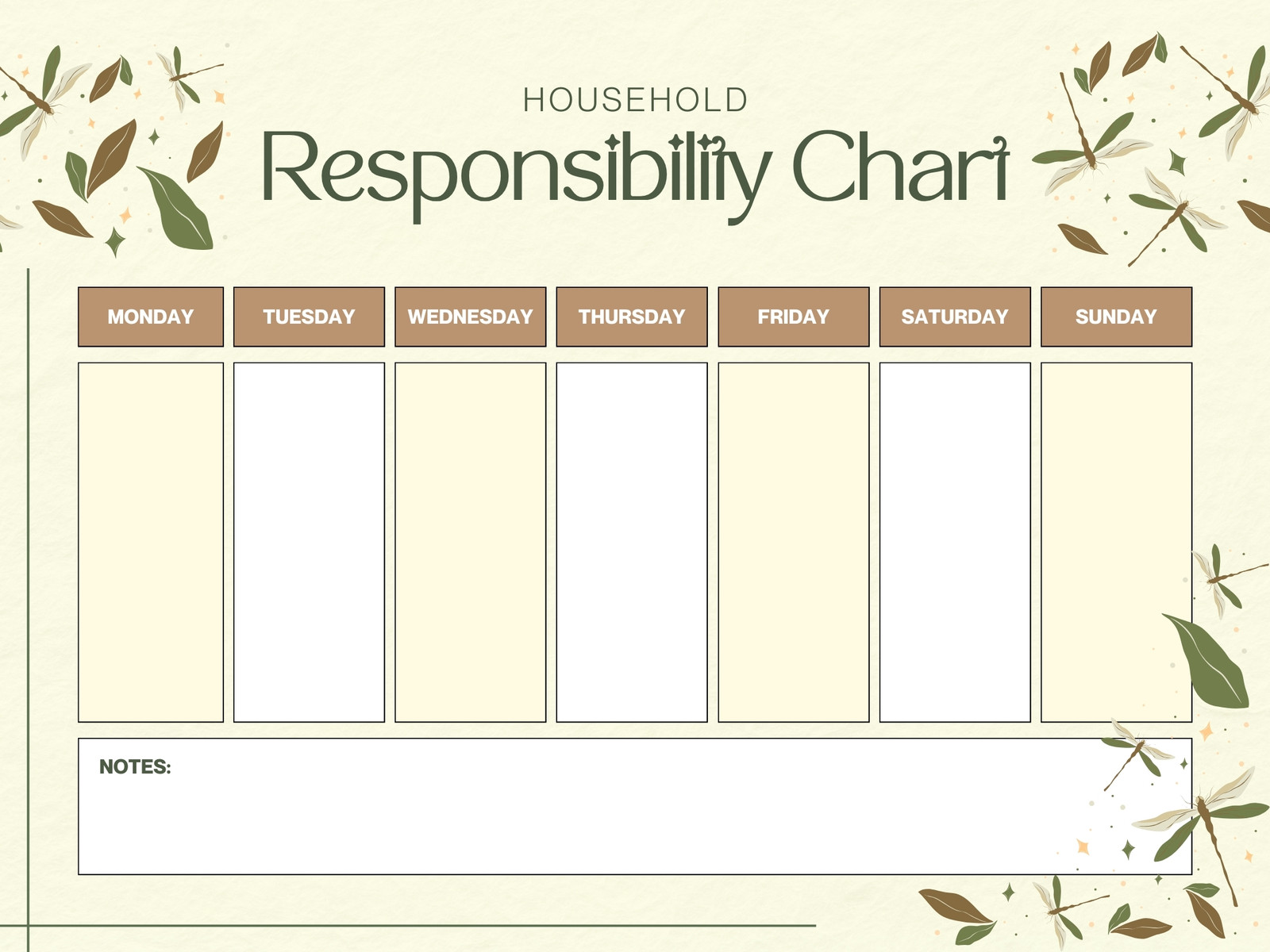 Cream Earthy Household Responsibility Chores Graph