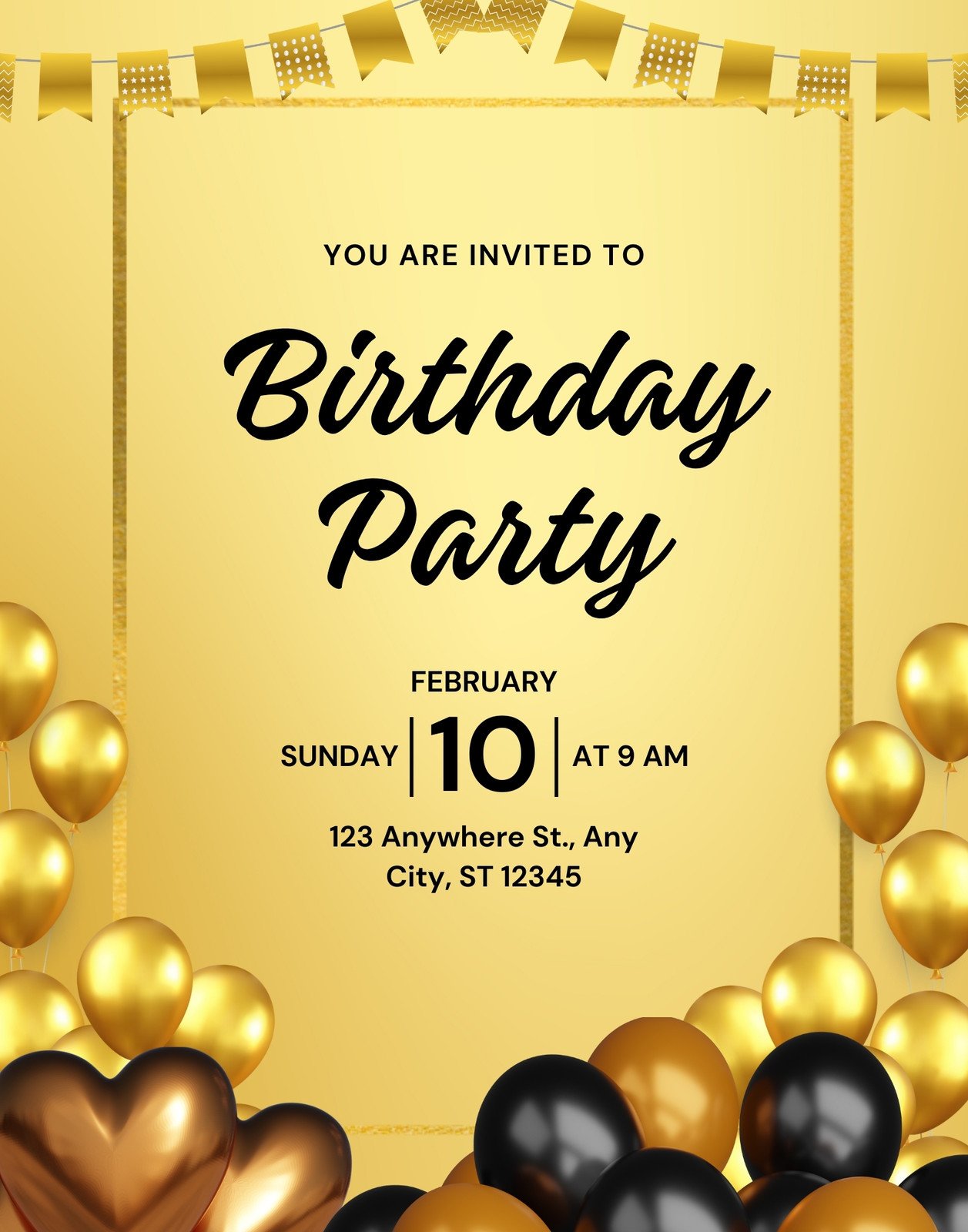 Gold Modern Birthday Party Poster