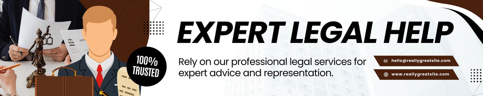 Brown and White Modern Expert Legal Help YouTube Display Ad