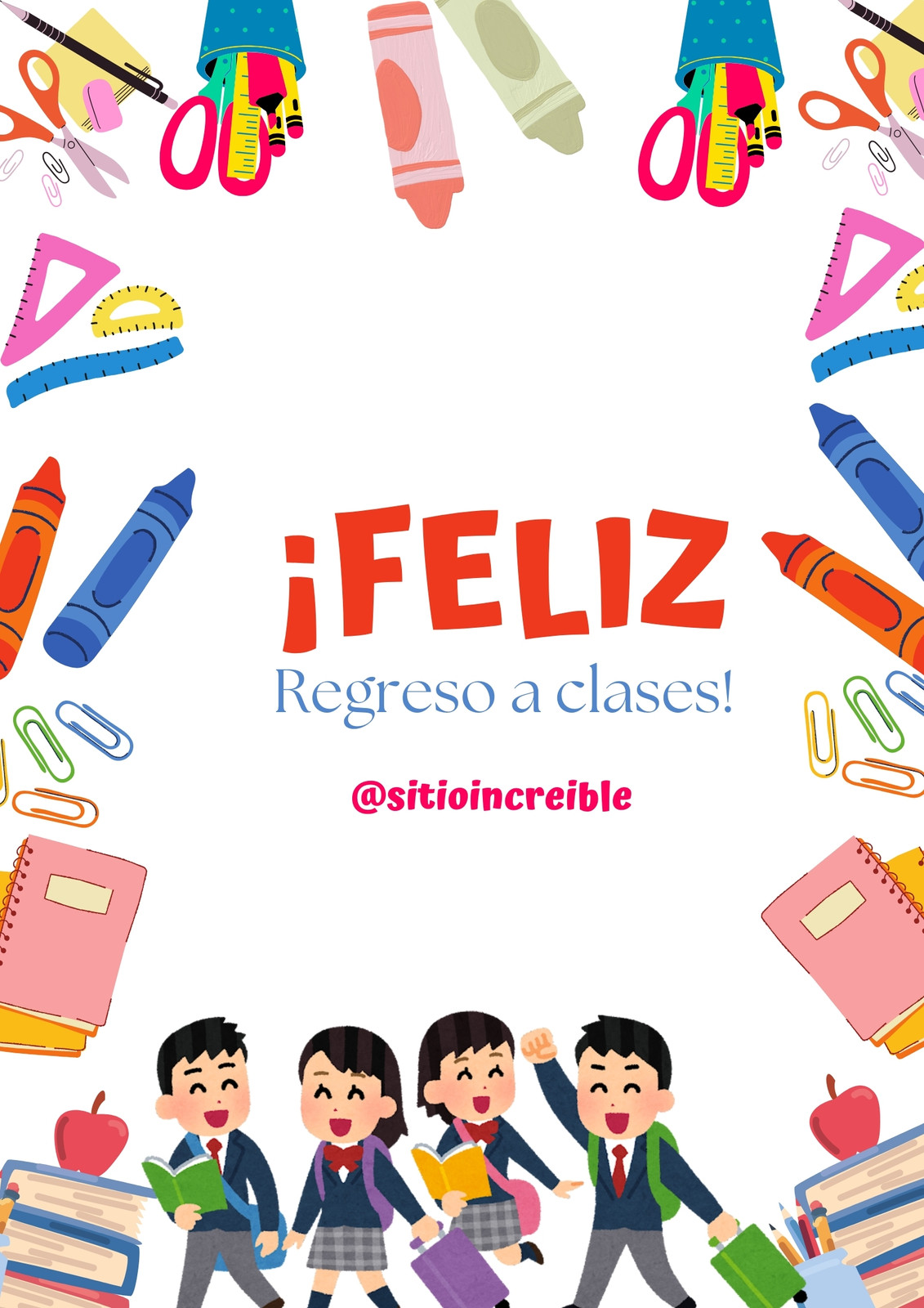 Cartel vertical regreso a clase sencillo blanco