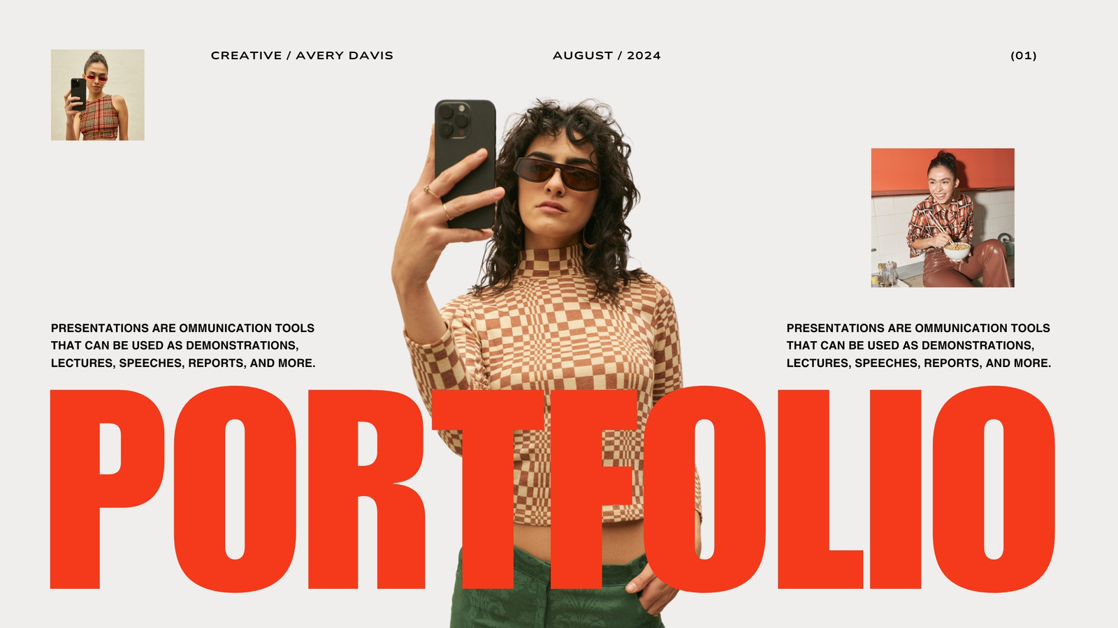 Beige and Red Bold Creative Portfolio Presentation