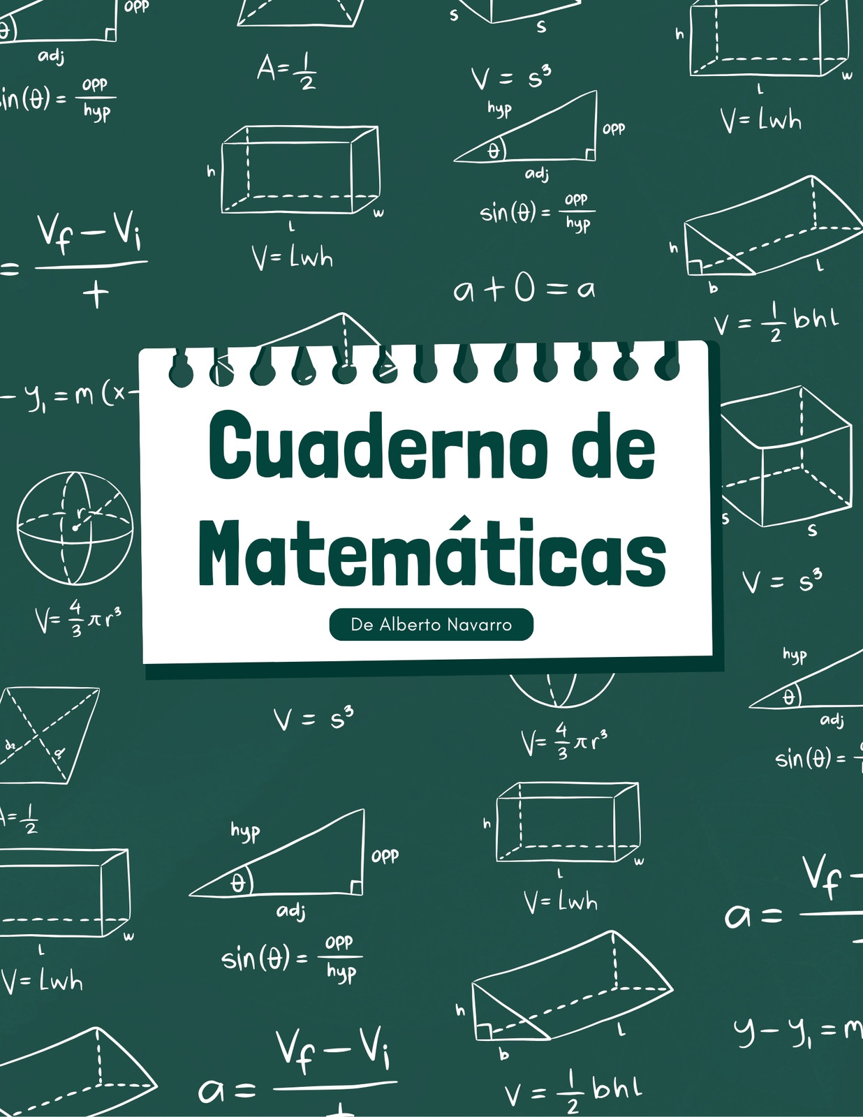 Tapa de cuaderno de matemáticas garabatos creativo verde