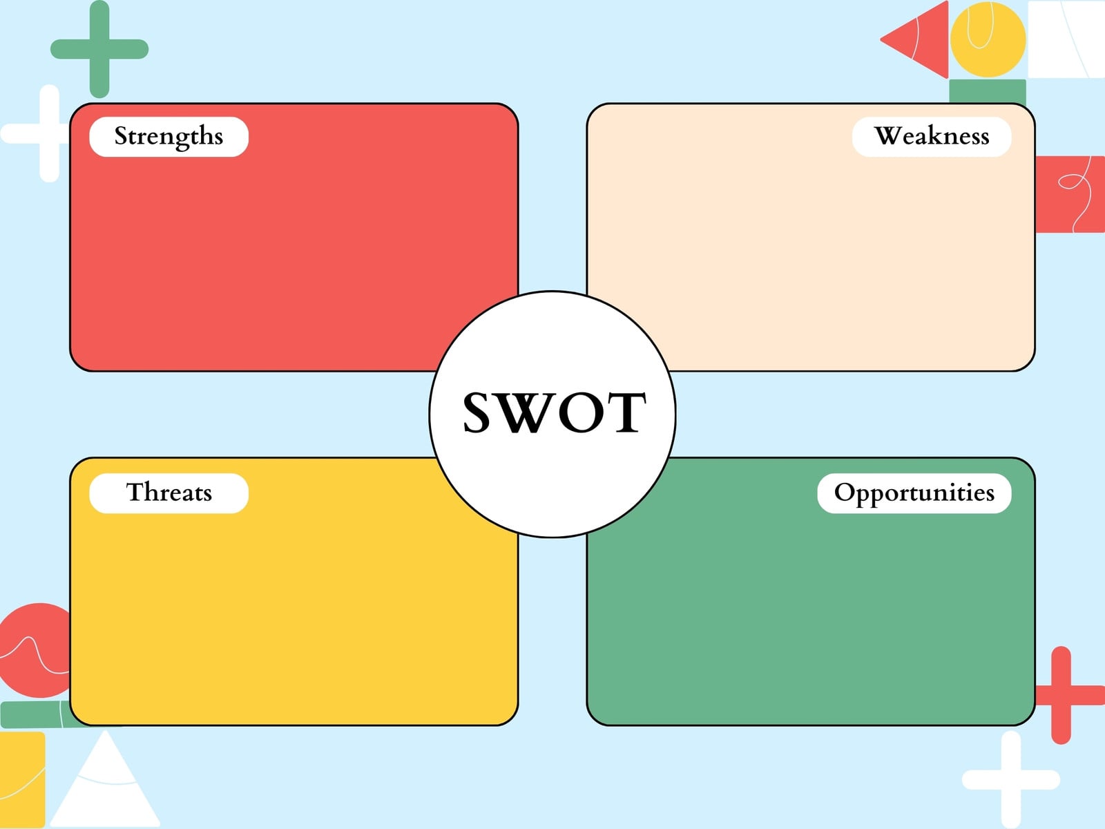 Colorful Geometric SWOT Analysis Graph