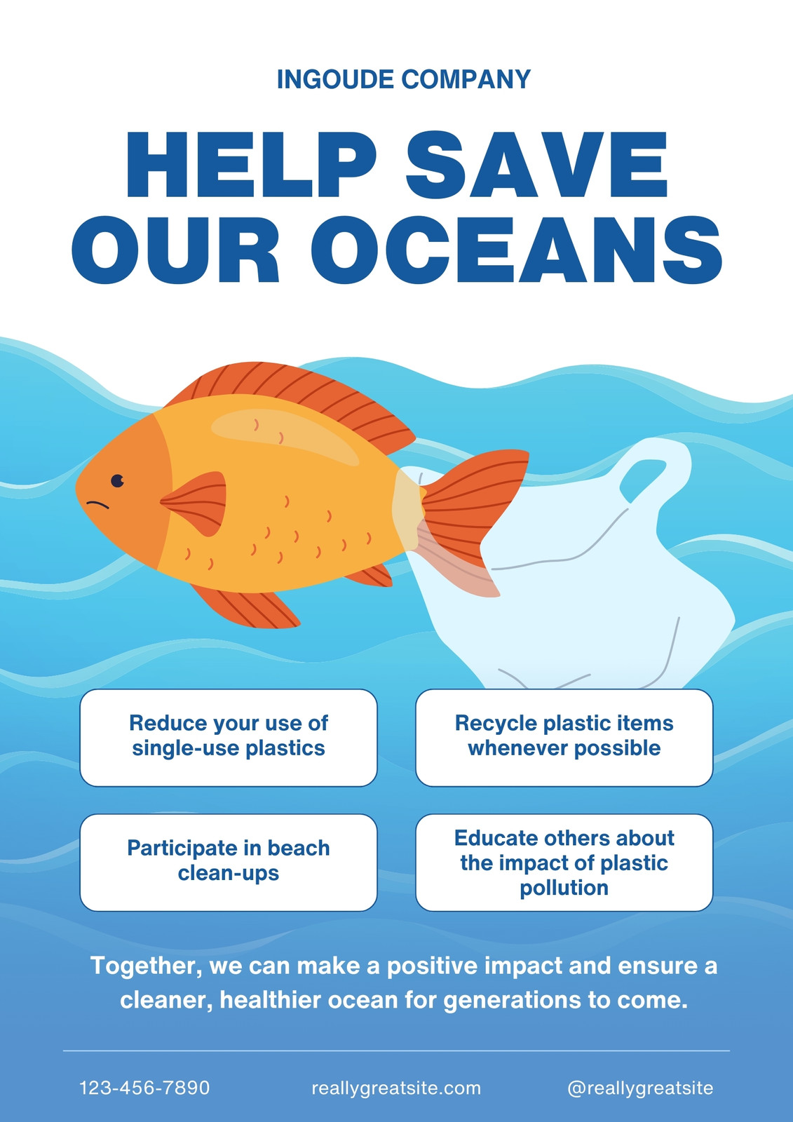 Blue Help Save Our Oceans Poster