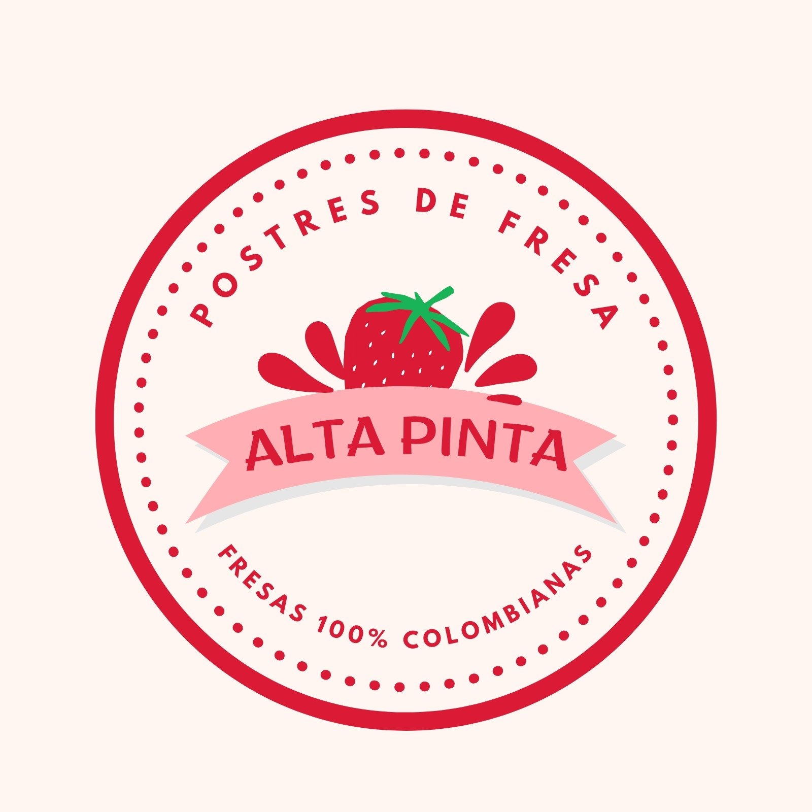 logo postre de fresas ilustrado rojo