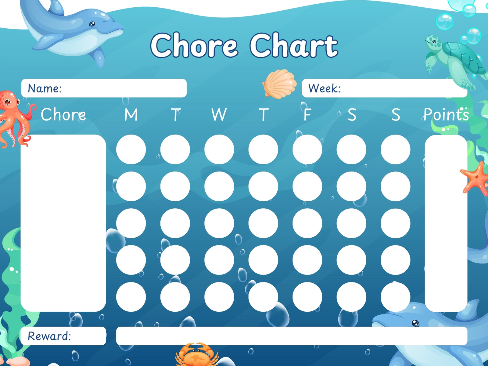 Blue Sea Illustrative Chore Chart