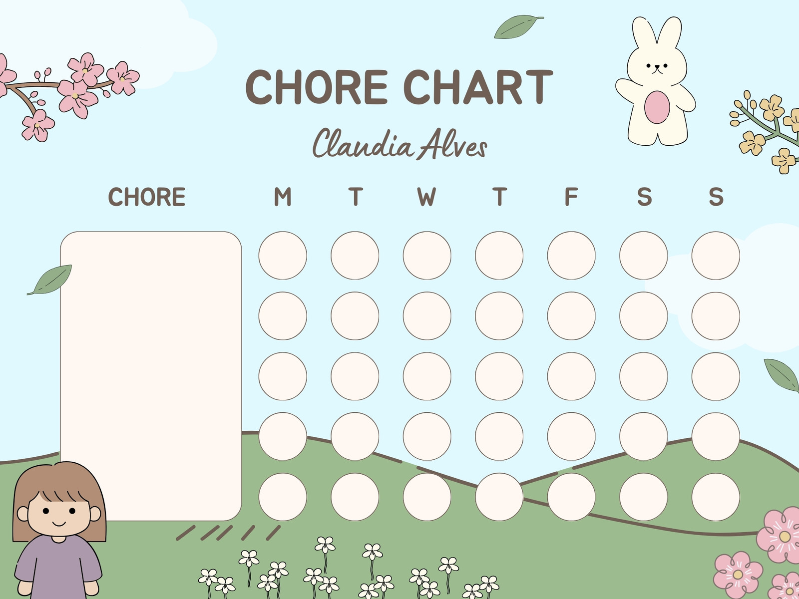 Cute Illustrative Chore Chart