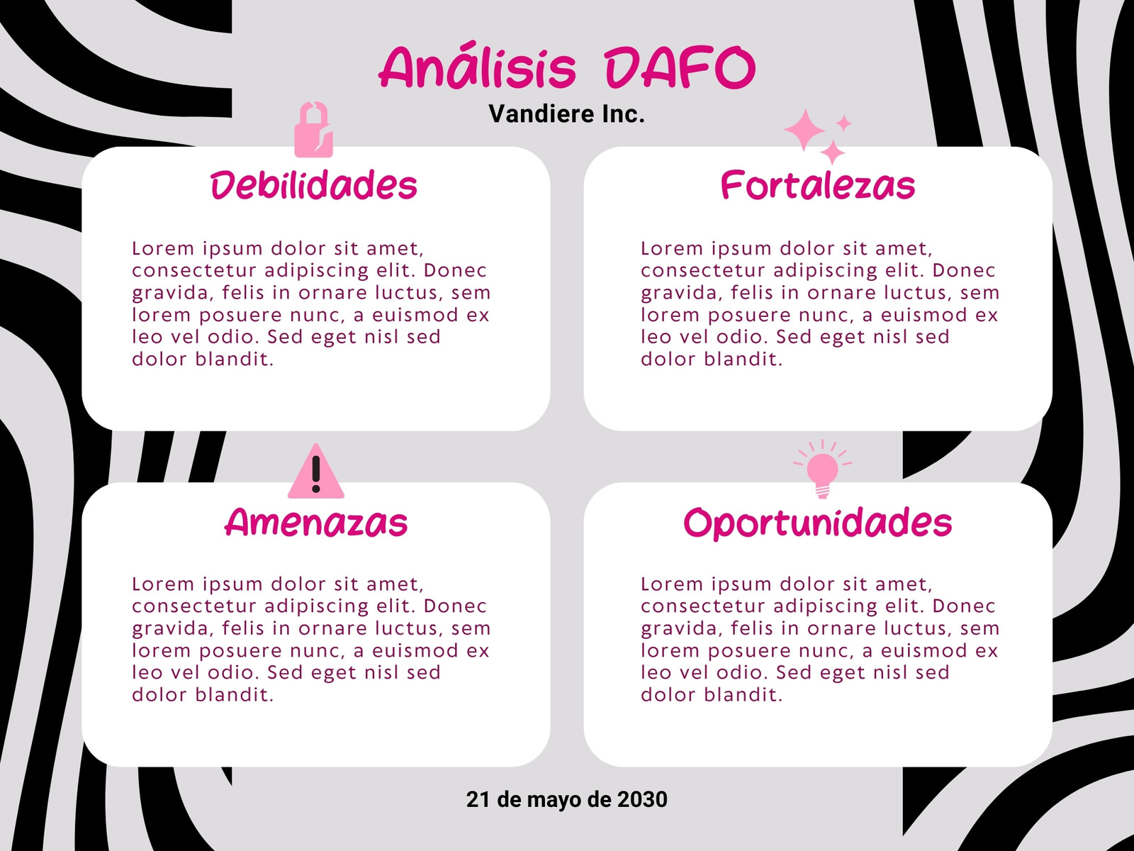 Gráfico Análisis DAFO Moderno Informal Gris Rosa