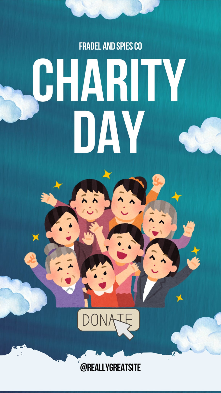 Blue White Cute Illustrative Charity Day Instagram Story
