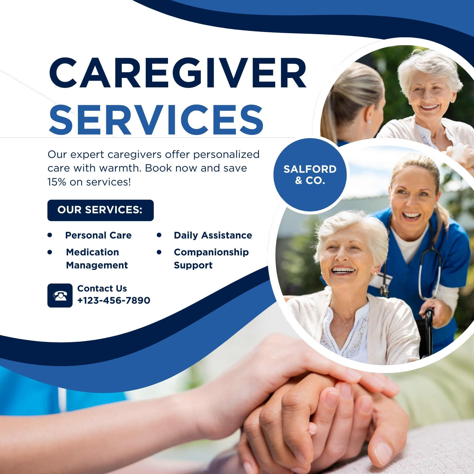 Blue and White Modern Caregiver Services LinkedIn Post