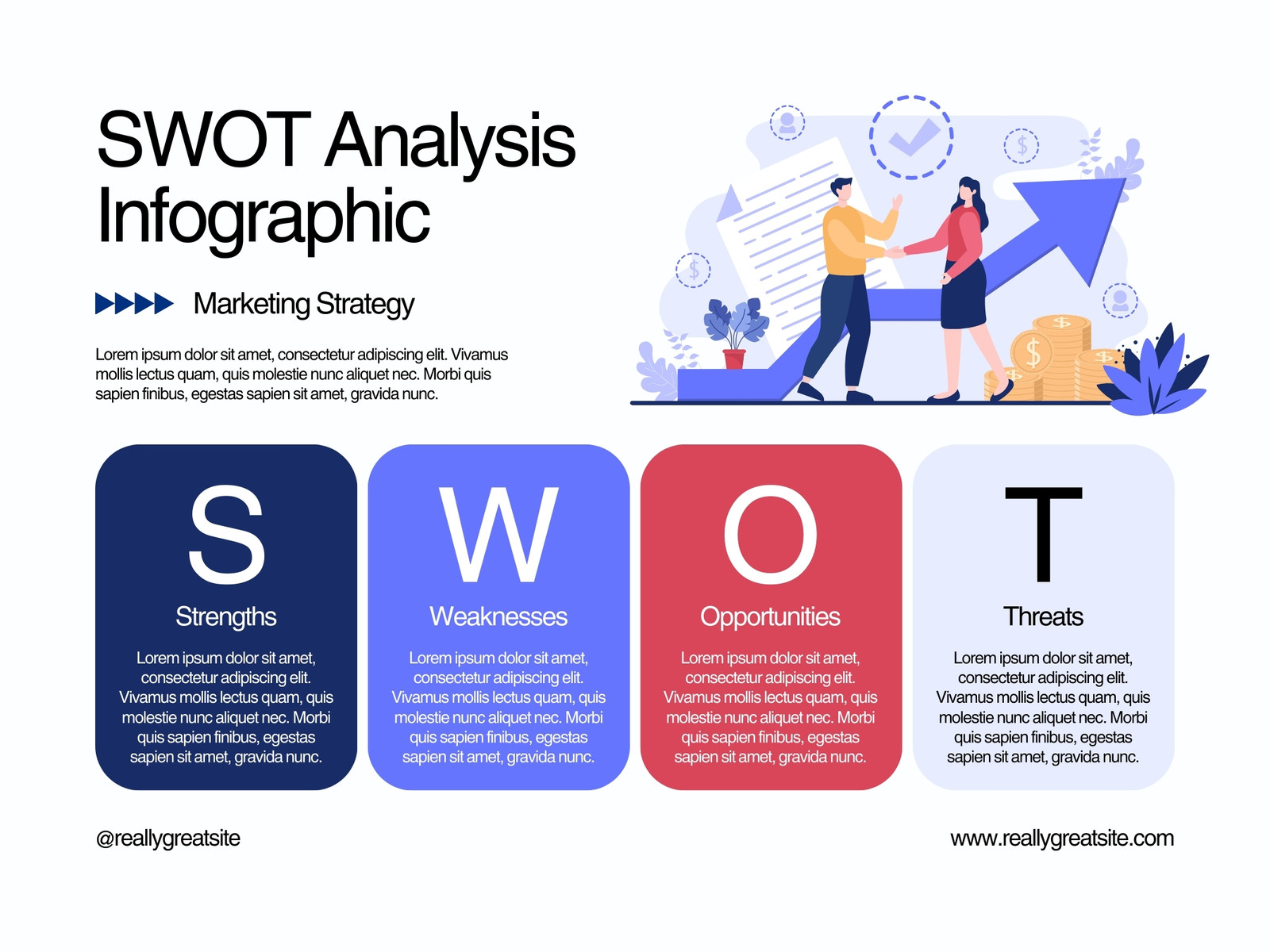 Blue and Red Illustrative SWOT Analysis Graph