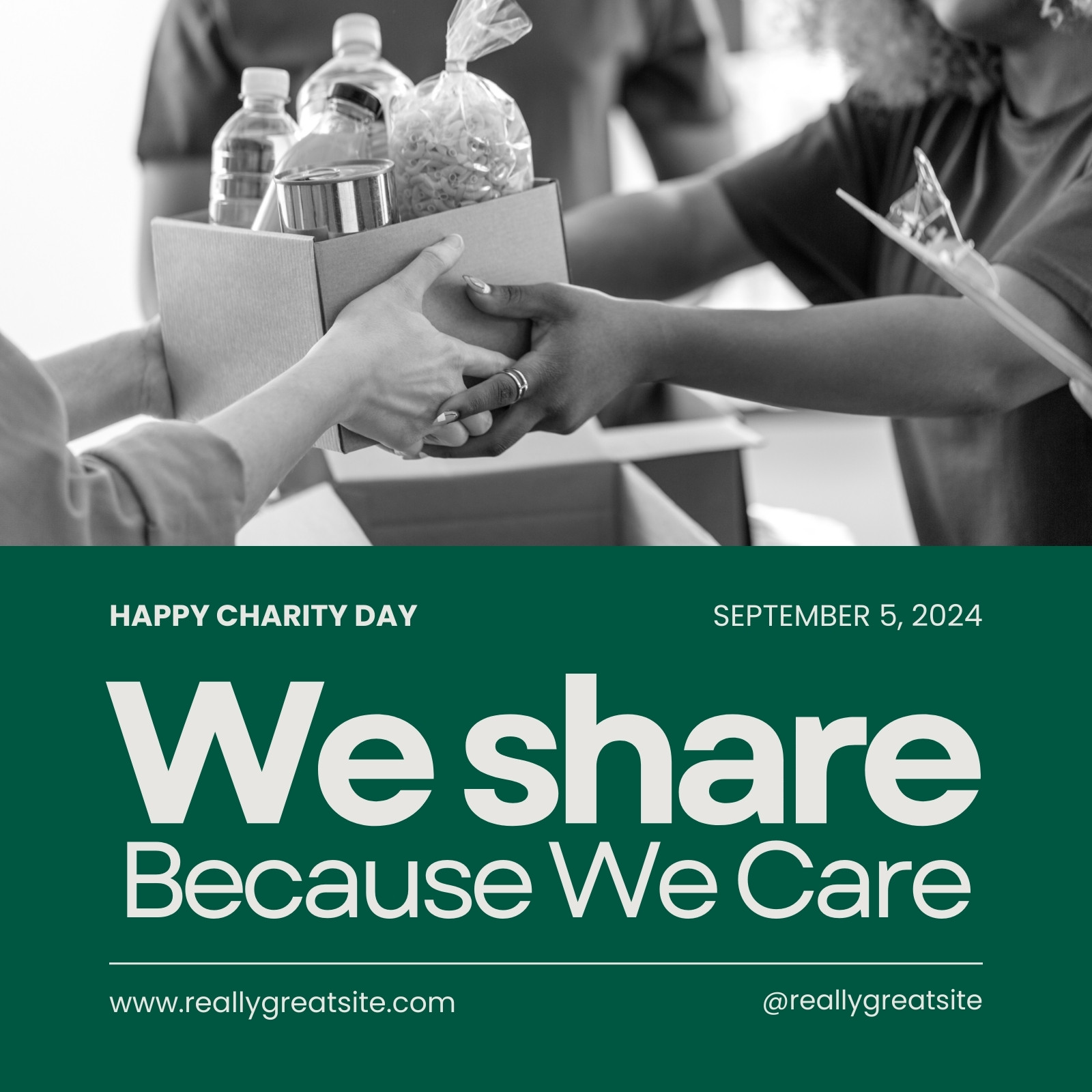 Dark Green Clean and Bold Charity Day Instagram Post