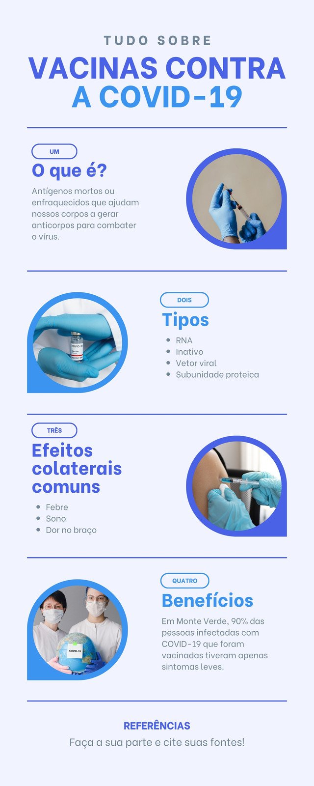 Infográfico Informativo sobre Vacinas Covid Estilo Clean e Simples em Azul