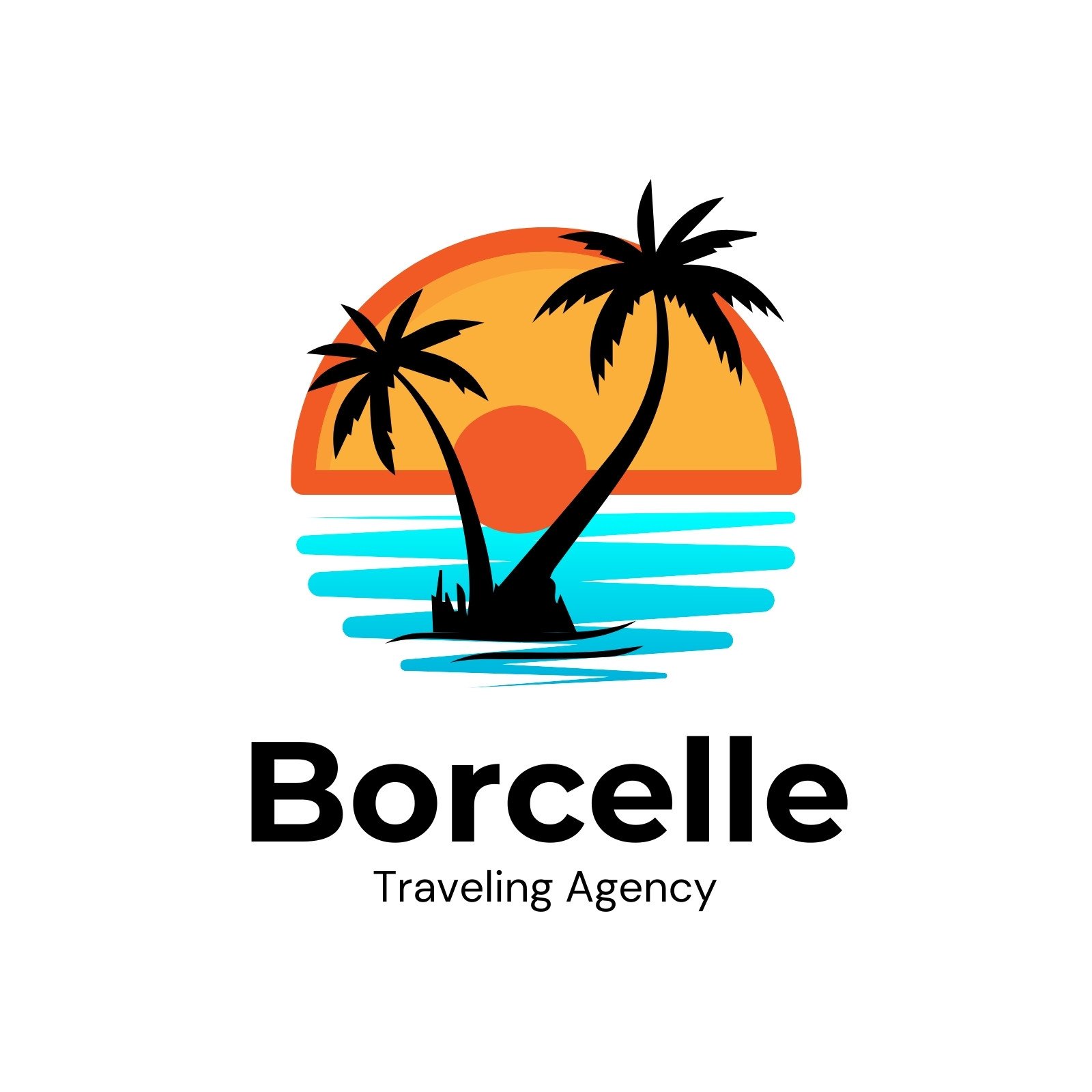 Black and Orange Simple Travel Agency Logo