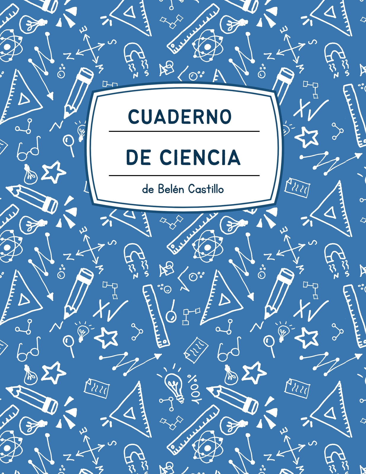 Tapa de cuaderno de ciencia garabatos creativo azul