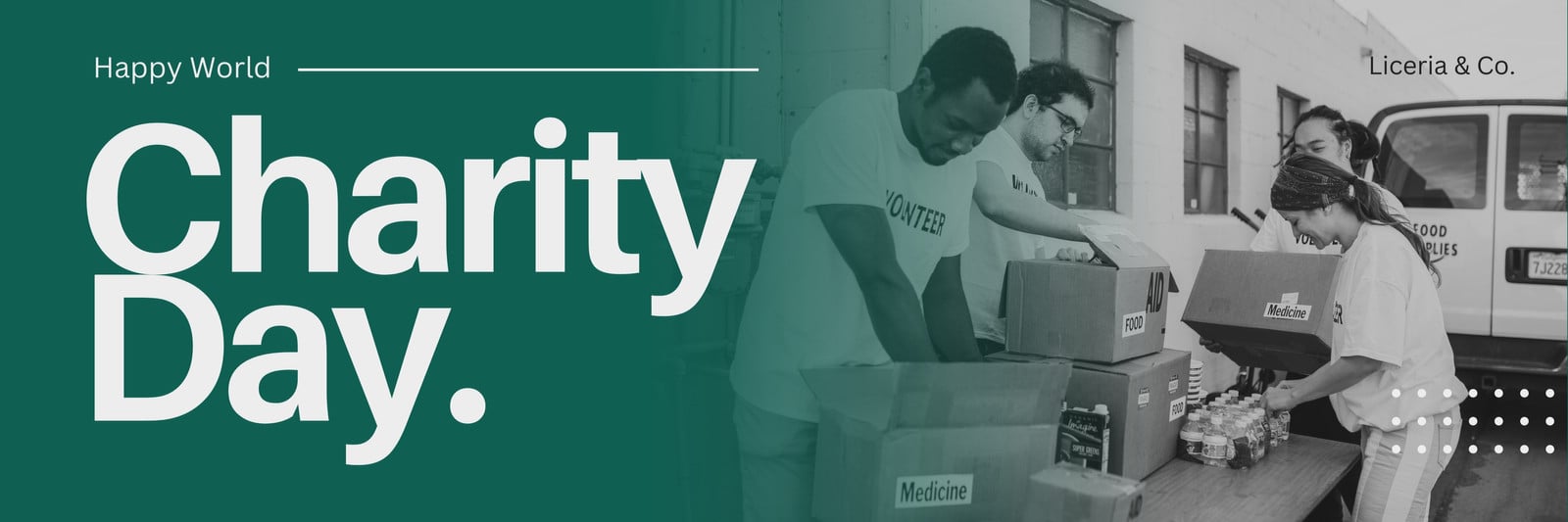 Green and Grey Bold World Charity Day Email Header