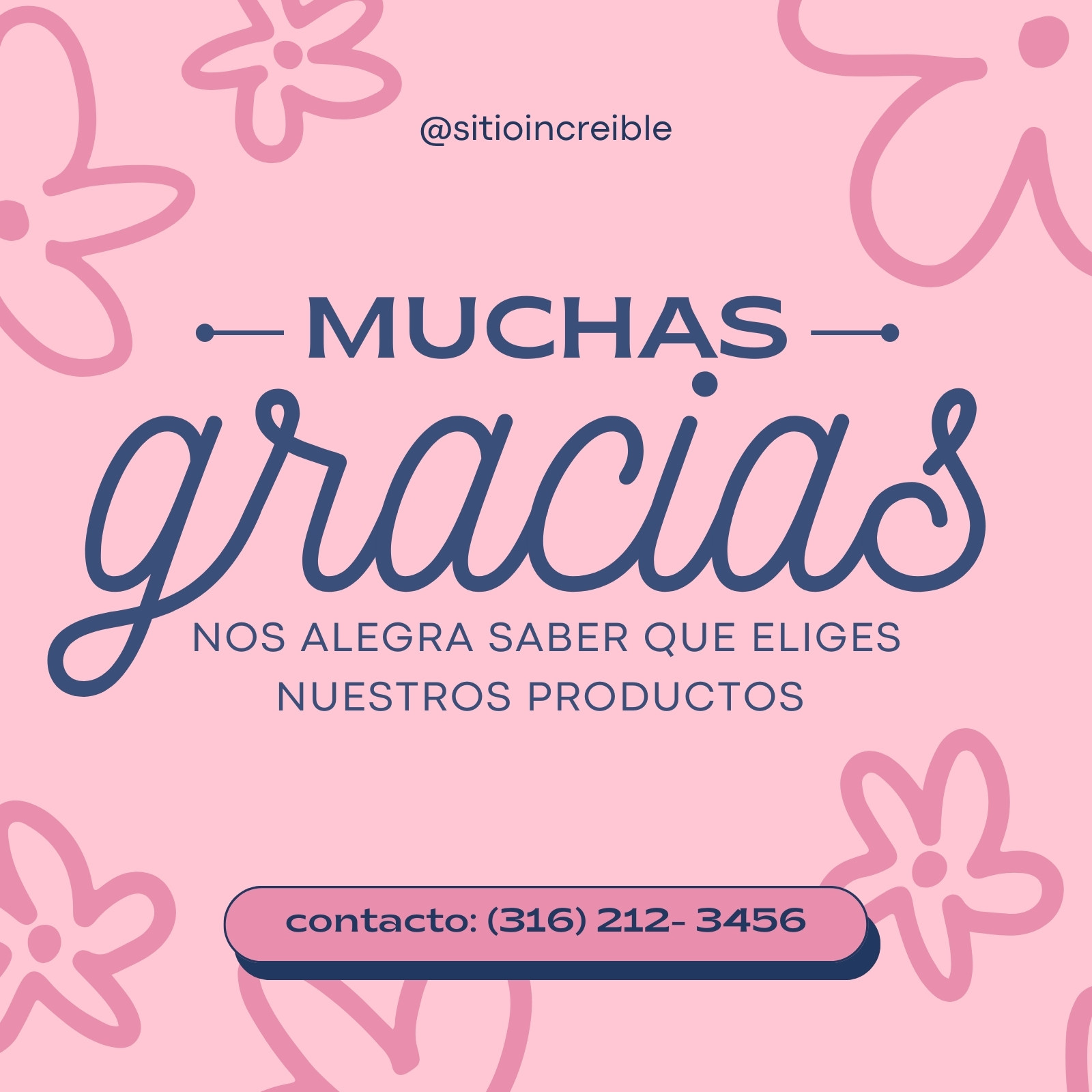 Tarjeta Cuadrada Gracias Por Tu Compra Comercio Producto Ilustrativo Moderno Azul Y Rosa