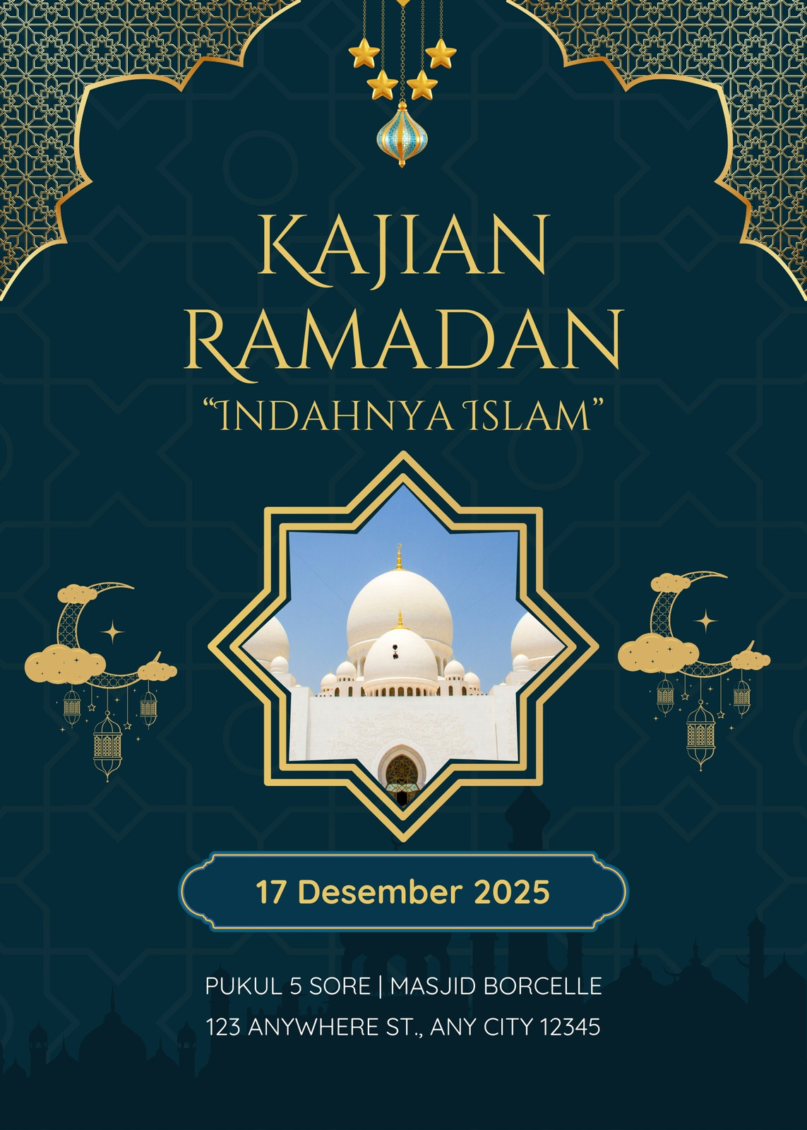 Biru Modern Kajian Islami Poster