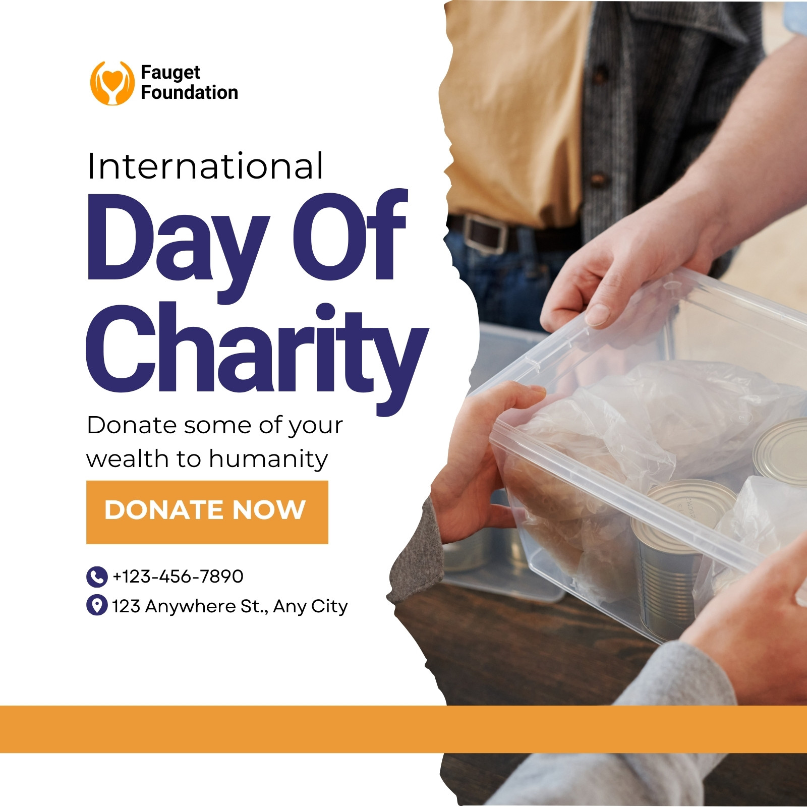 Blue and yellow Illustration International Day Of Charity Instagram Post