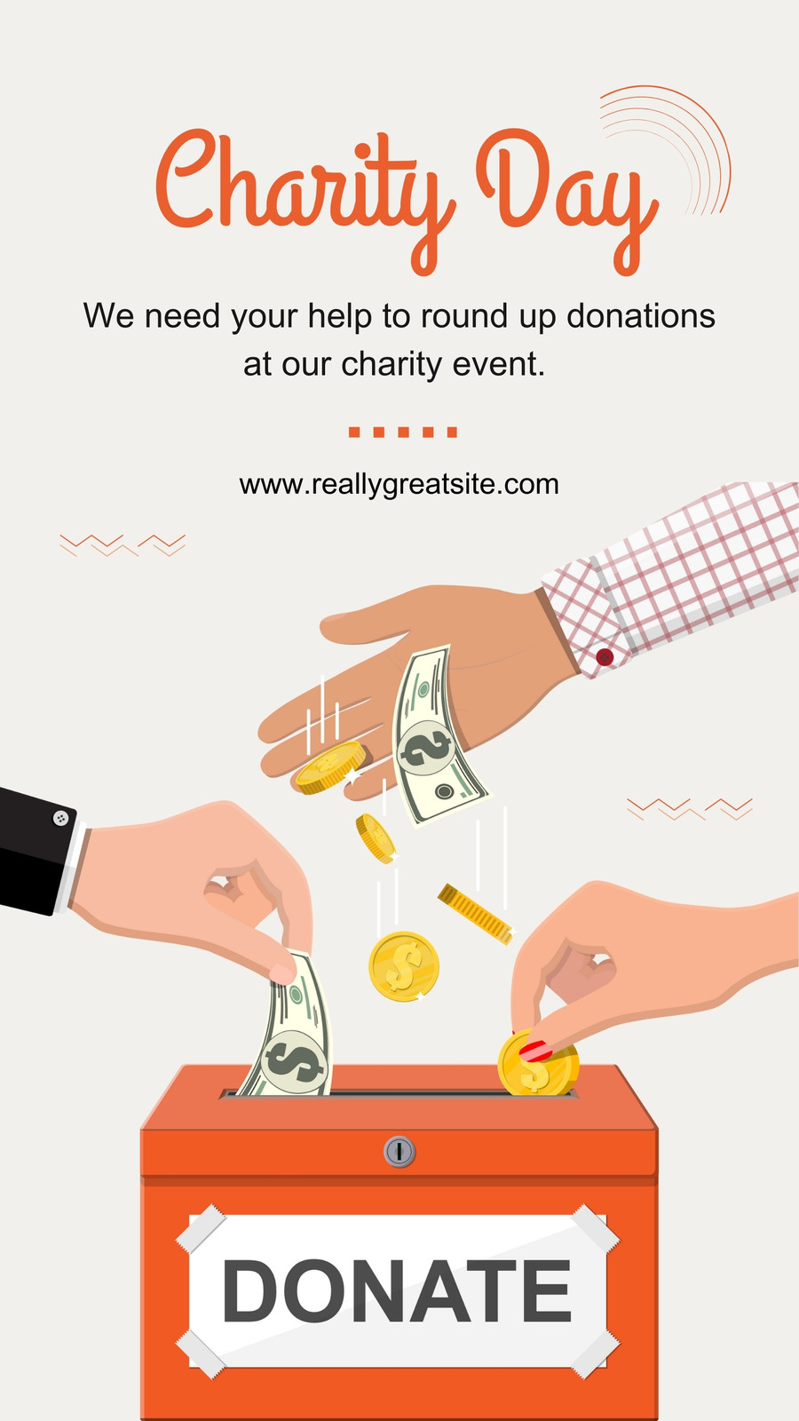 Orange and Grey Charity Day Instagram Story