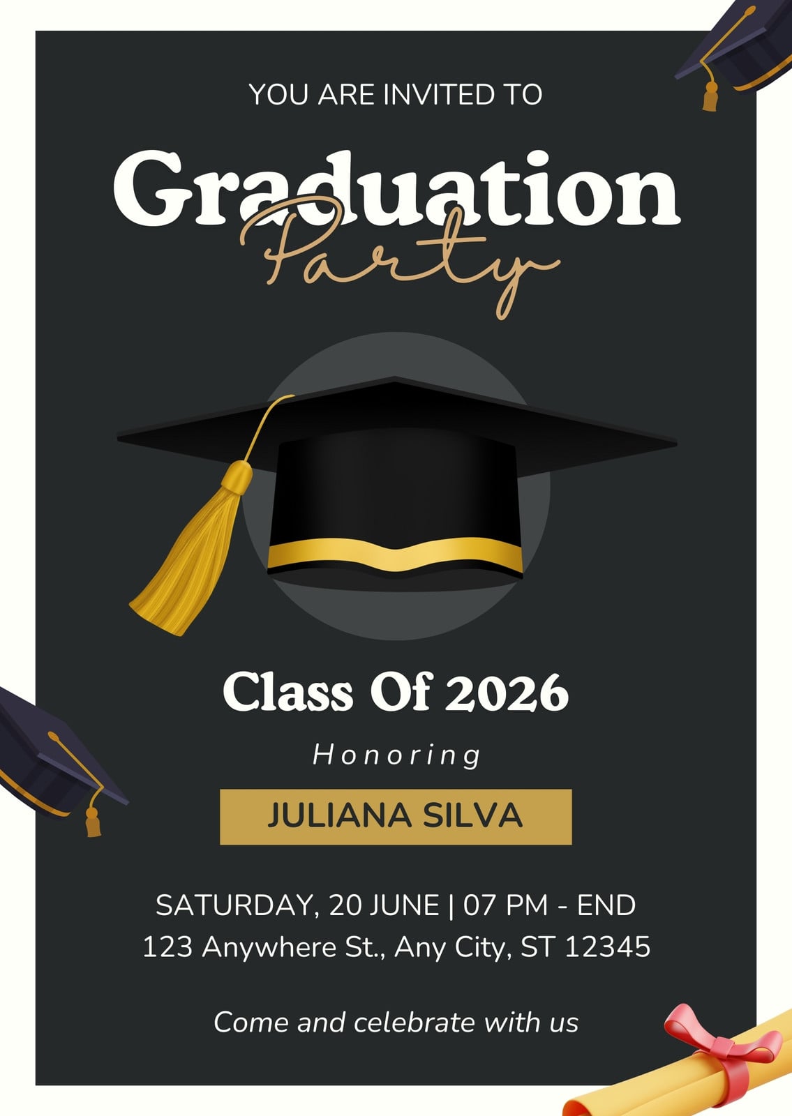 Page 3 - Free custom printable graduation invitation templates | Canva