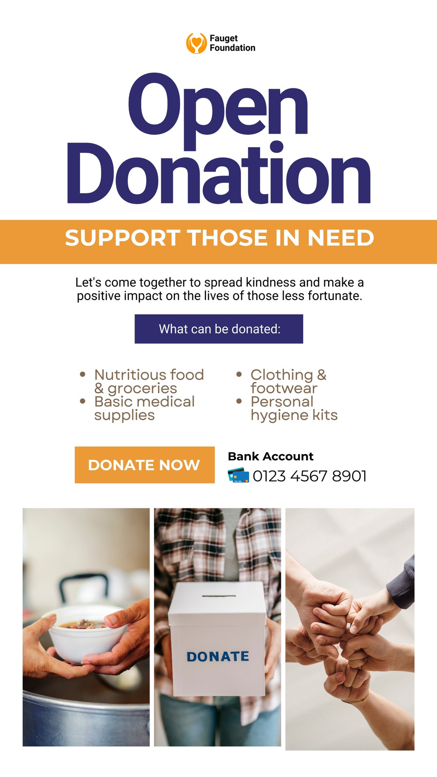 Orange and Blue Open Donation Opportunities Instagram Story