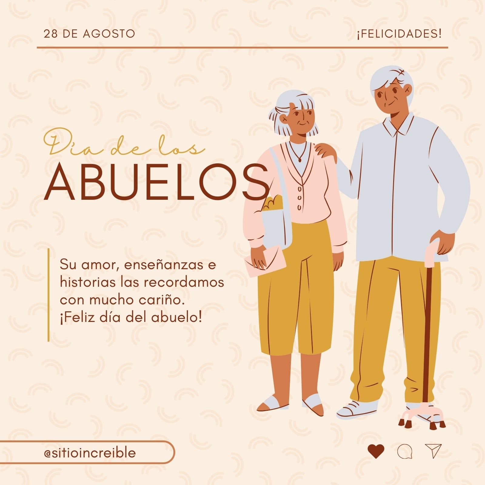 Post para Instagram - Día de los abuelos - Con frase, minimalista, café y beige