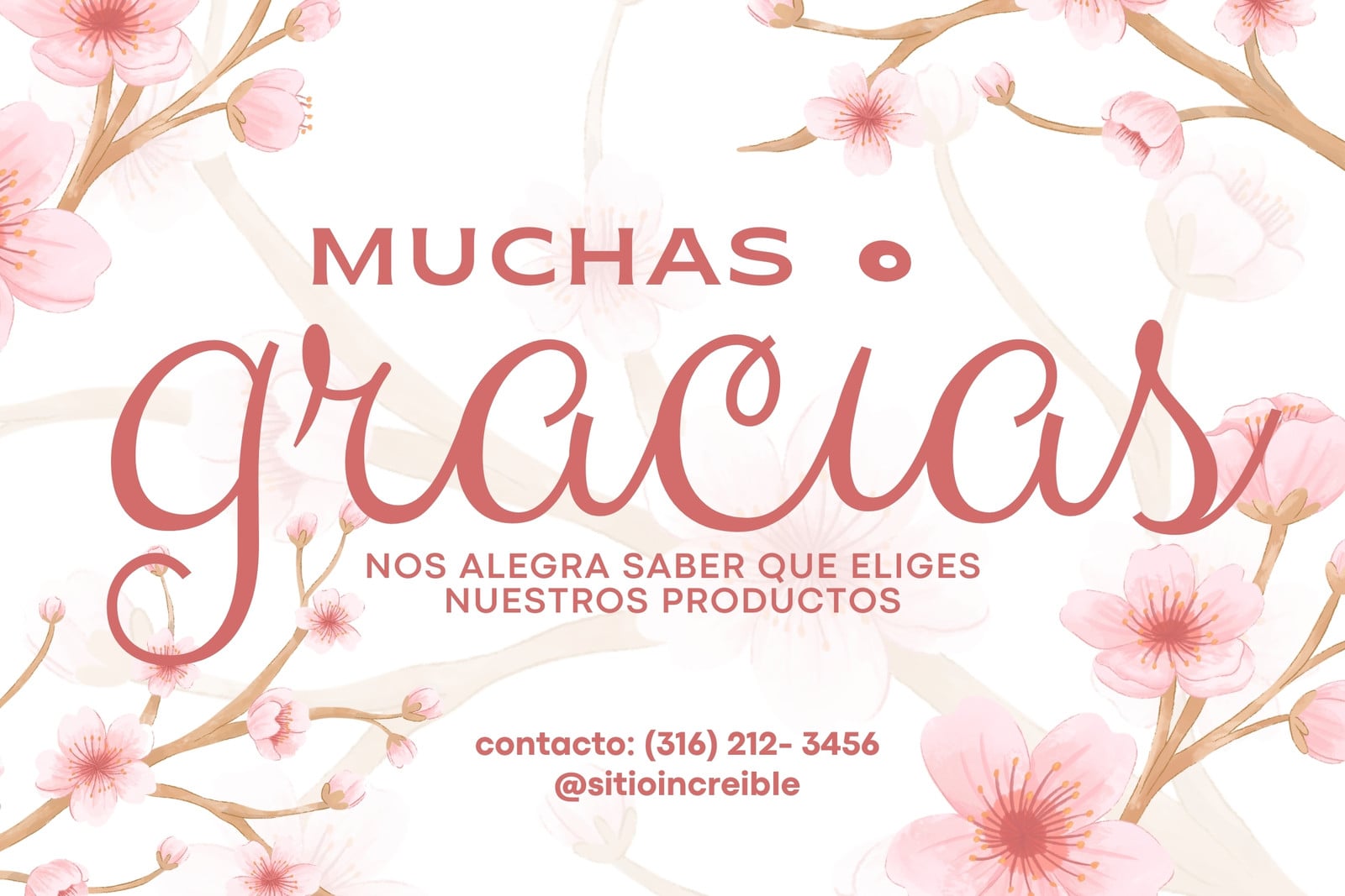 Tarjeta Horizontal Gracias Por Tu Compra Comercio Producto Ilustrativo Moderno Rosa