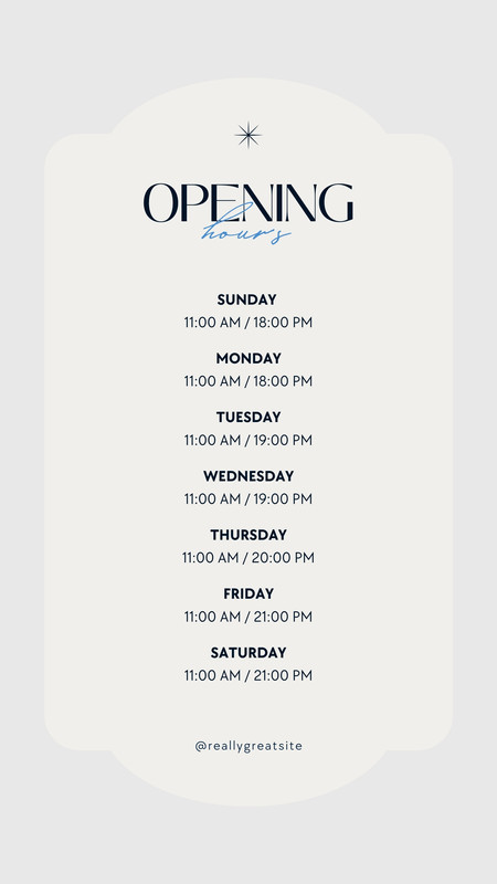 Open Hours Layout Free and customizable opening hour templates | Canva