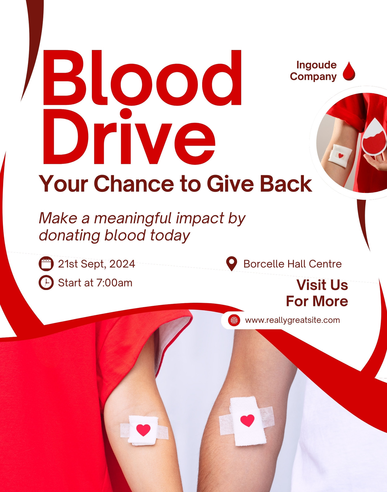 Red Modern Blood Drive Poster Portrait
