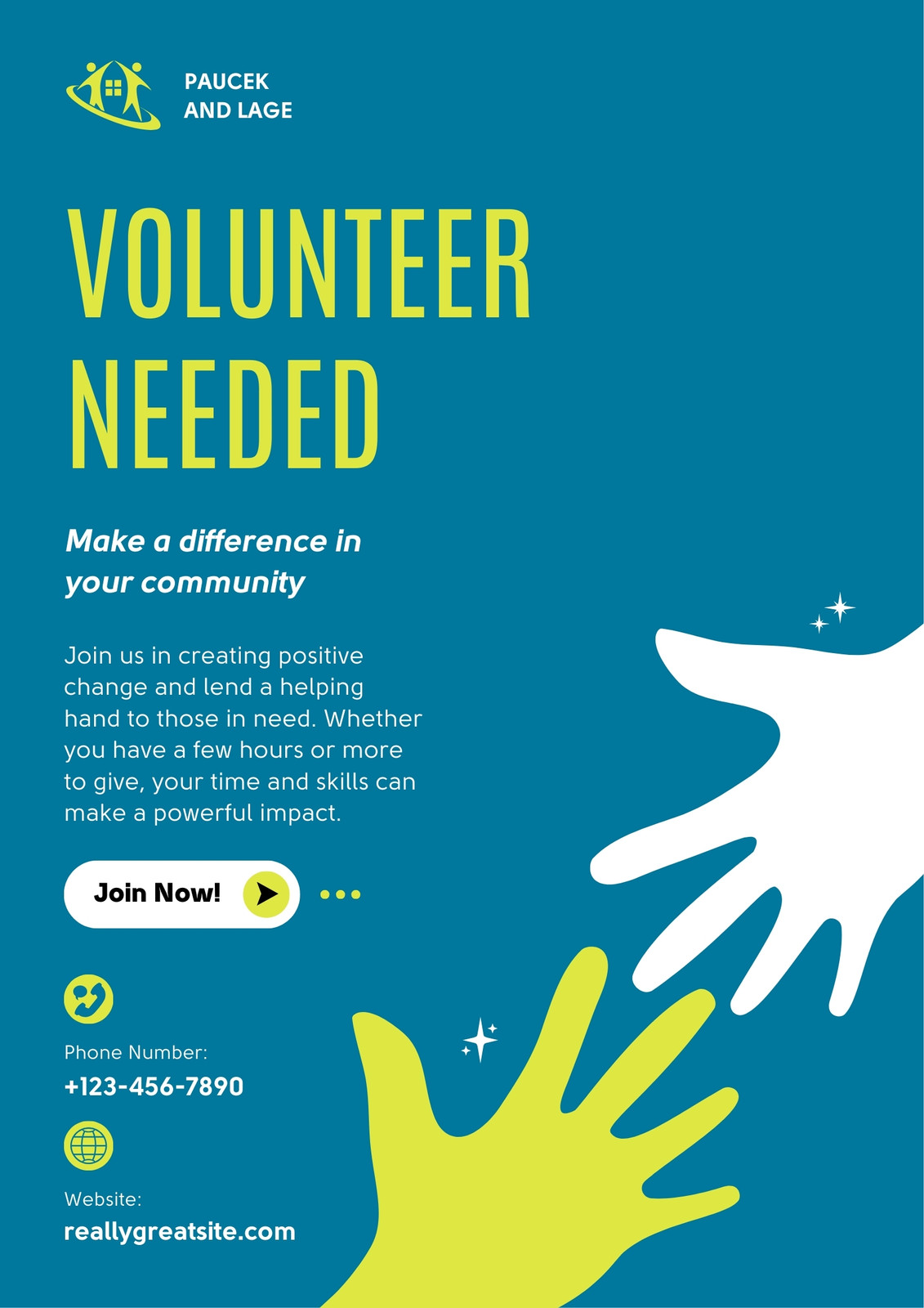 Blue Green Modern Volunteer Needed Poster