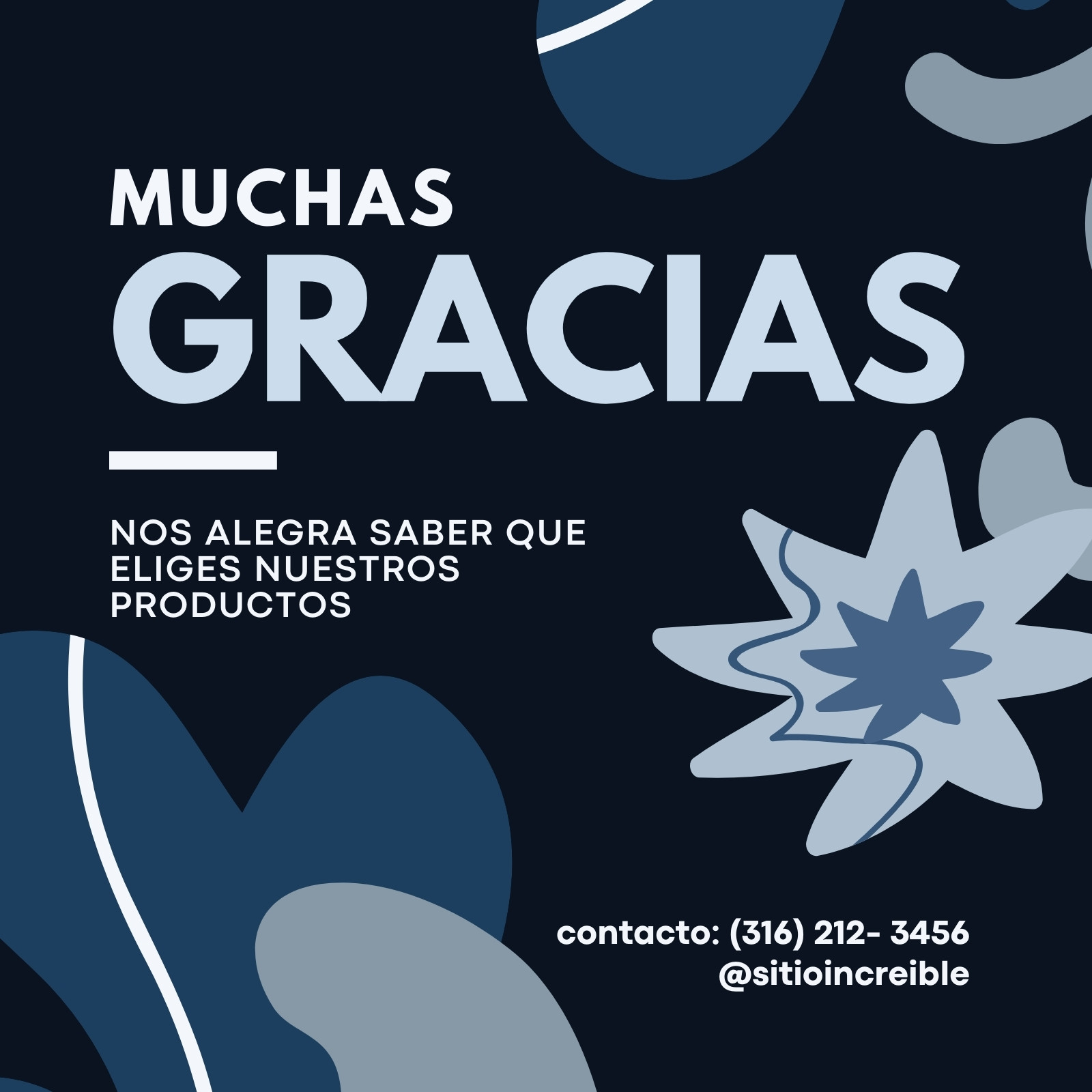 Tarjeta Cuadrada Gracias Por Tu Compra Comercio Producto Ilustrativo Moderno Azul