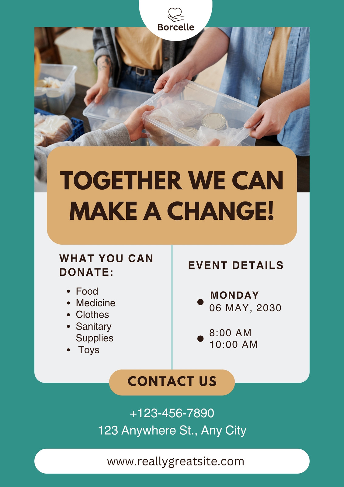 Green And White Modern Donation Event Flyer