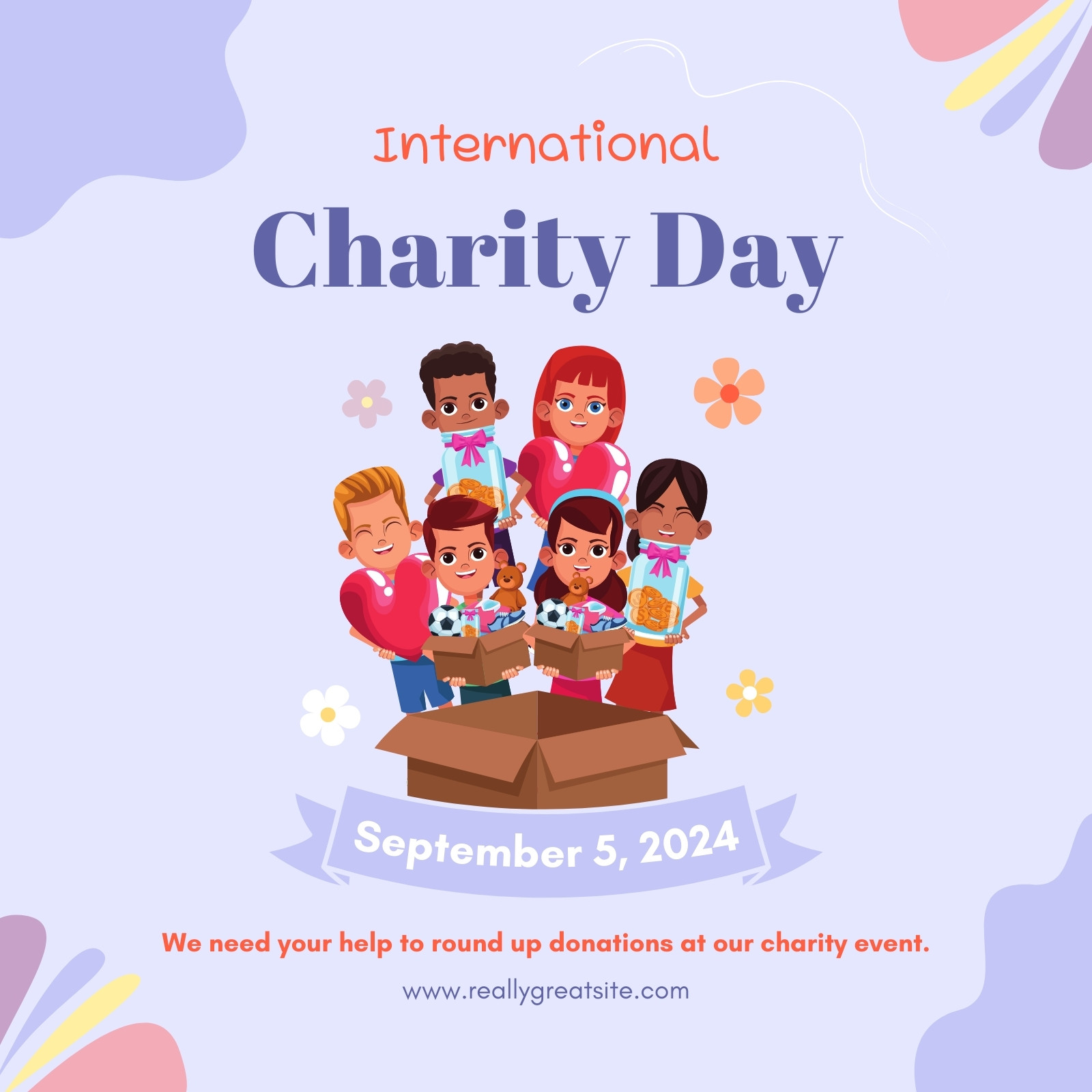 Purple Illustrative International Charity Day Instagram Post